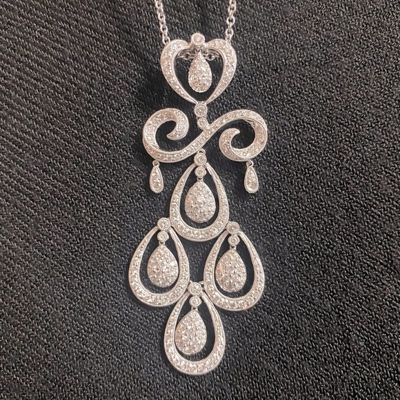 18k WHITE GOLD DIAMOND NECKLACE - Picture 5 of 7